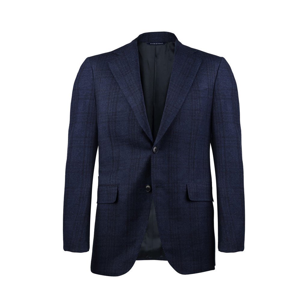 HENRY SARTORIAL HERITAGE Wool Cashmere Single Breasted Blazer BLACK/BLUE - Henry Bucks