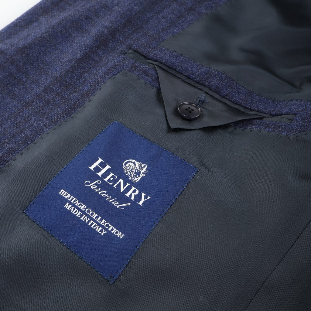 HENRY SARTORIAL HERITAGE Wool Cashmere Single Breasted Blazer BLACK/BLUE - Henry Bucks