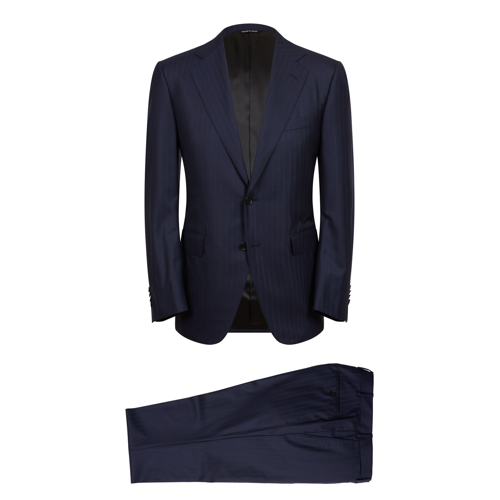 HENRY SARTORIAL HERITAGE Zegna 15Milmil™ Self Stripe Suit NAVY REG - Henry BucksSuits23AW230013 - NAVY - R - 48