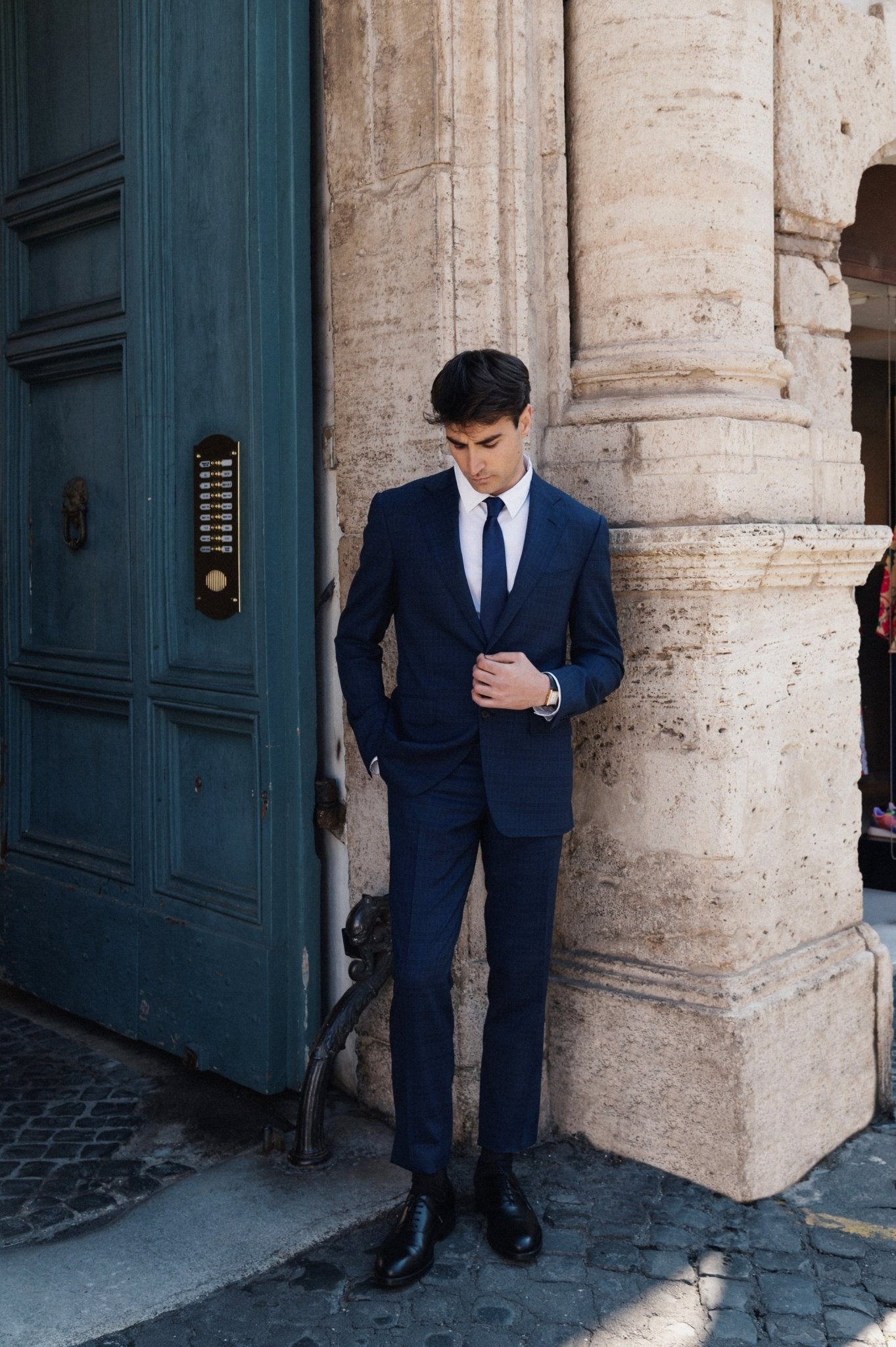 HENRY SARTORIAL HERITAGE Zegna High Performance™ Check Suit NAVY/BLACK REG - Henry BucksSuits23AW230008 - NAVYBLACK - R - 48