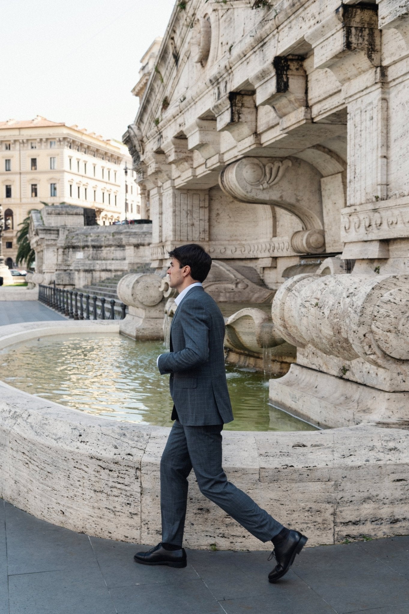 HENRY SARTORIAL HERITAGE Zegna Loop™ Full Canvas Check Suit GREY BLUE REG - Henry BucksSuits23AW230002 - GRBL - R - 48