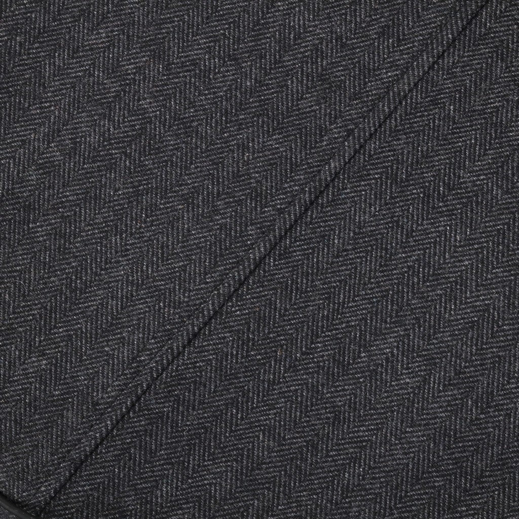 HENRY SARTORIAL Herringbone Wool Overcoat CHARCOAL - Henry Bucks