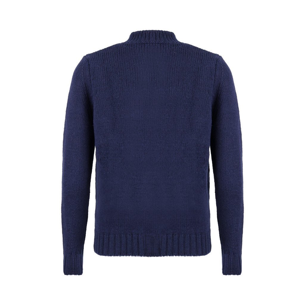 HENRY SARTORIAL Lana Wool Buttonfront Knit NAVY - Henry Bucks