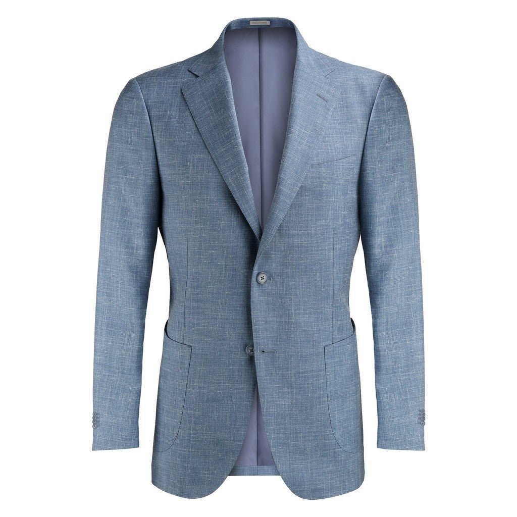 HENRY SARTORIAL Linen Blend Notch Soft Blazer BLUE MELANGE REG - Henry Bucks