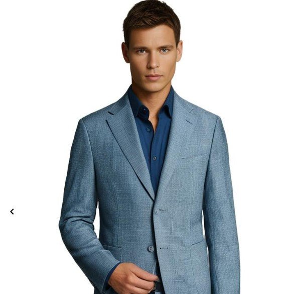 HENRY SARTORIAL Linen Blend Notch Soft Blazer BLUE MELANGE REG - Henry Bucks