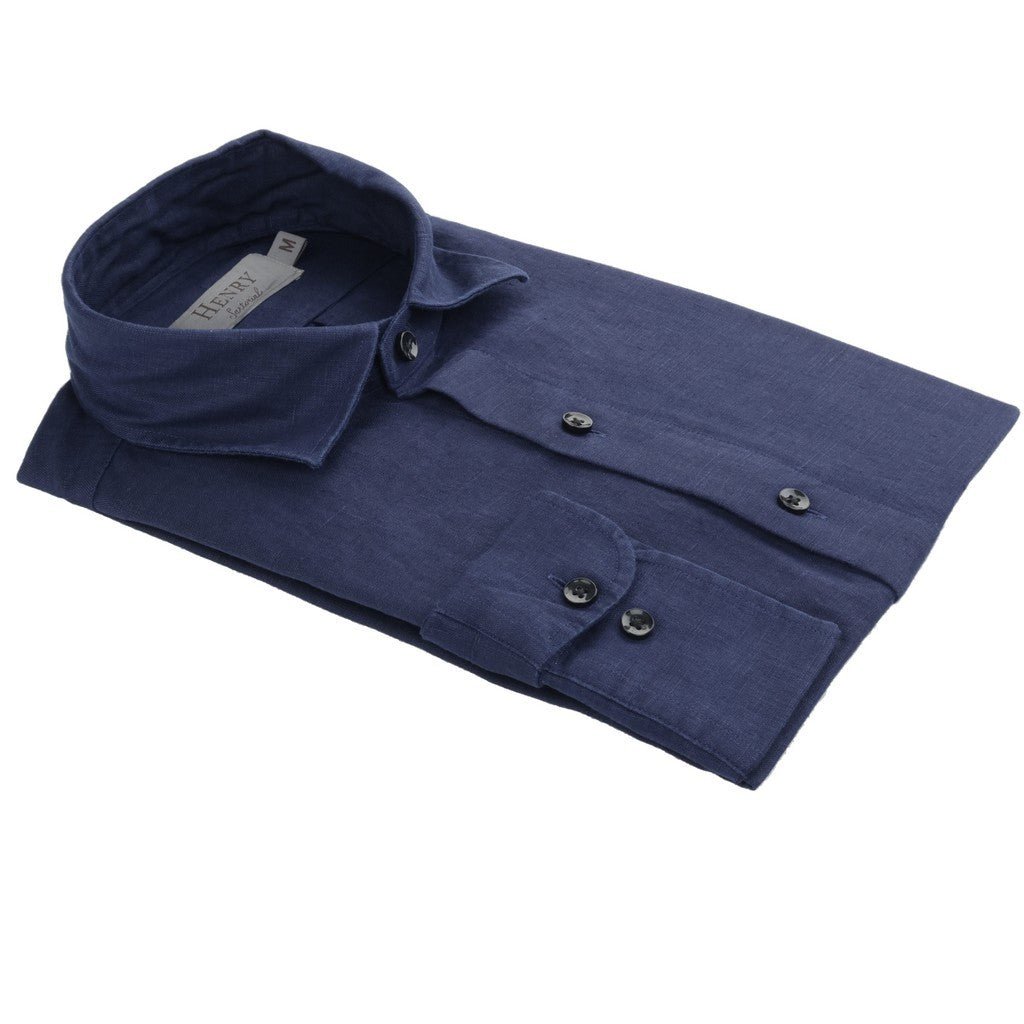 HENRY SARTORIAL Linen Classic Fit Shirt NAVY - Henry Bucks