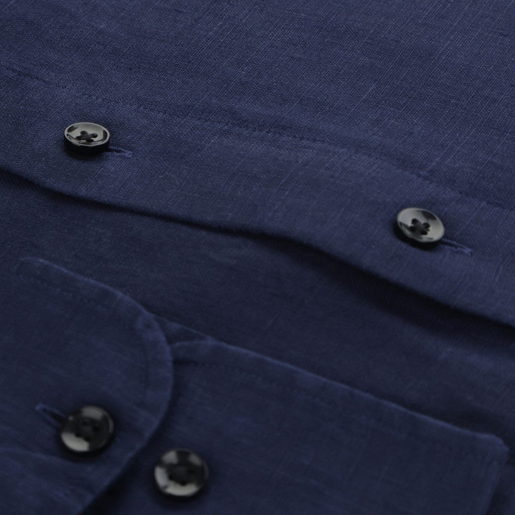 HENRY SARTORIAL Linen Classic Fit Shirt NAVY - Henry Bucks