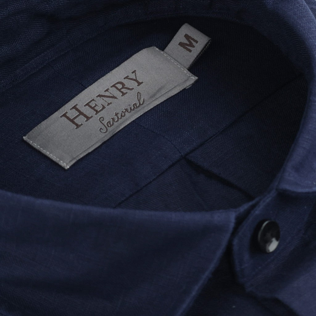 HENRY SARTORIAL Linen Classic Fit Shirt NAVY - Henry Bucks