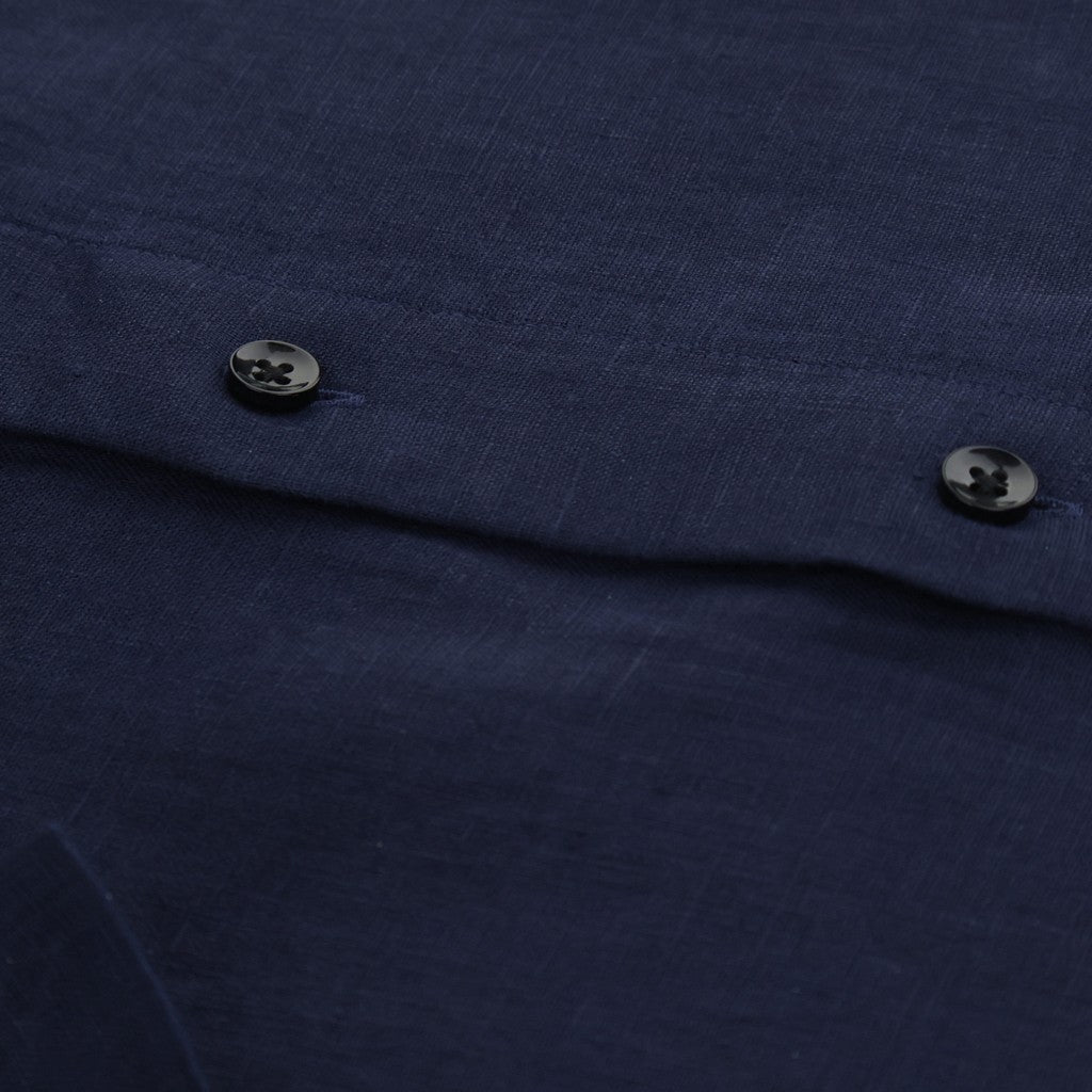 HENRY SARTORIAL Linen Classic Fit Short Sleeve Shirt NAVY - Henry Bucks