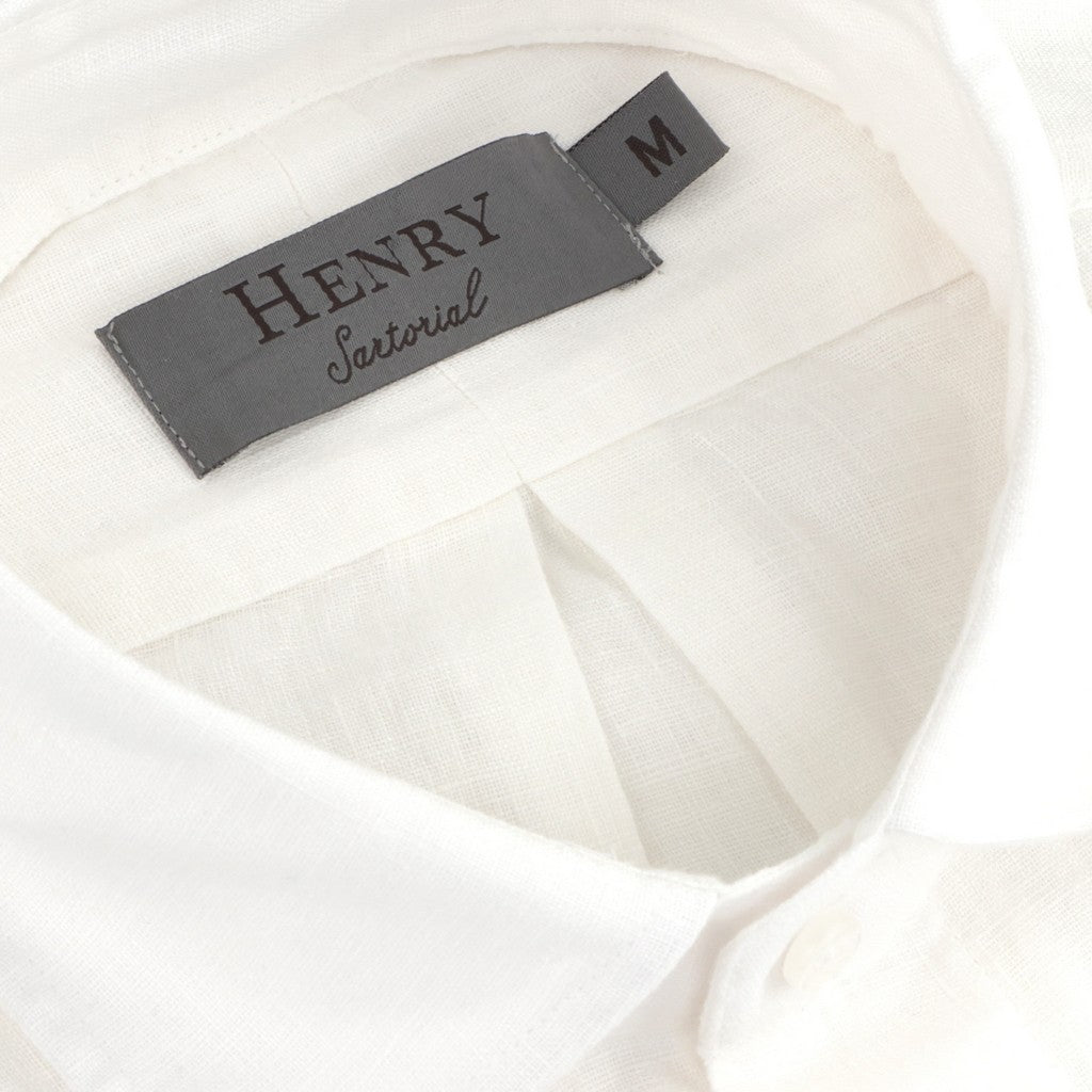 HENRY SARTORIAL Linen Classic Fit Short Sleeve Shirt WHITE - Henry Bucks