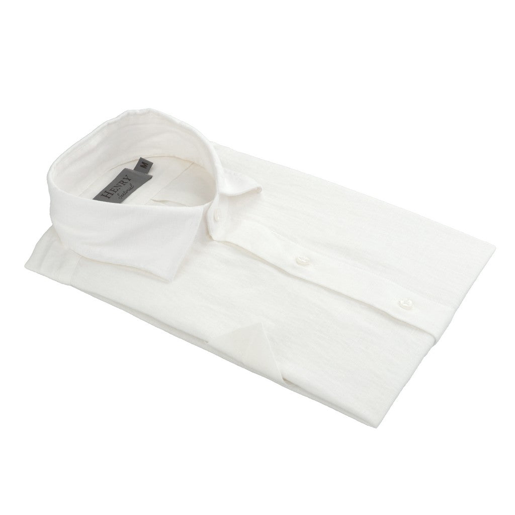 HENRY SARTORIAL Linen Classic Fit Short Sleeve Shirt WHITE - Henry Bucks
