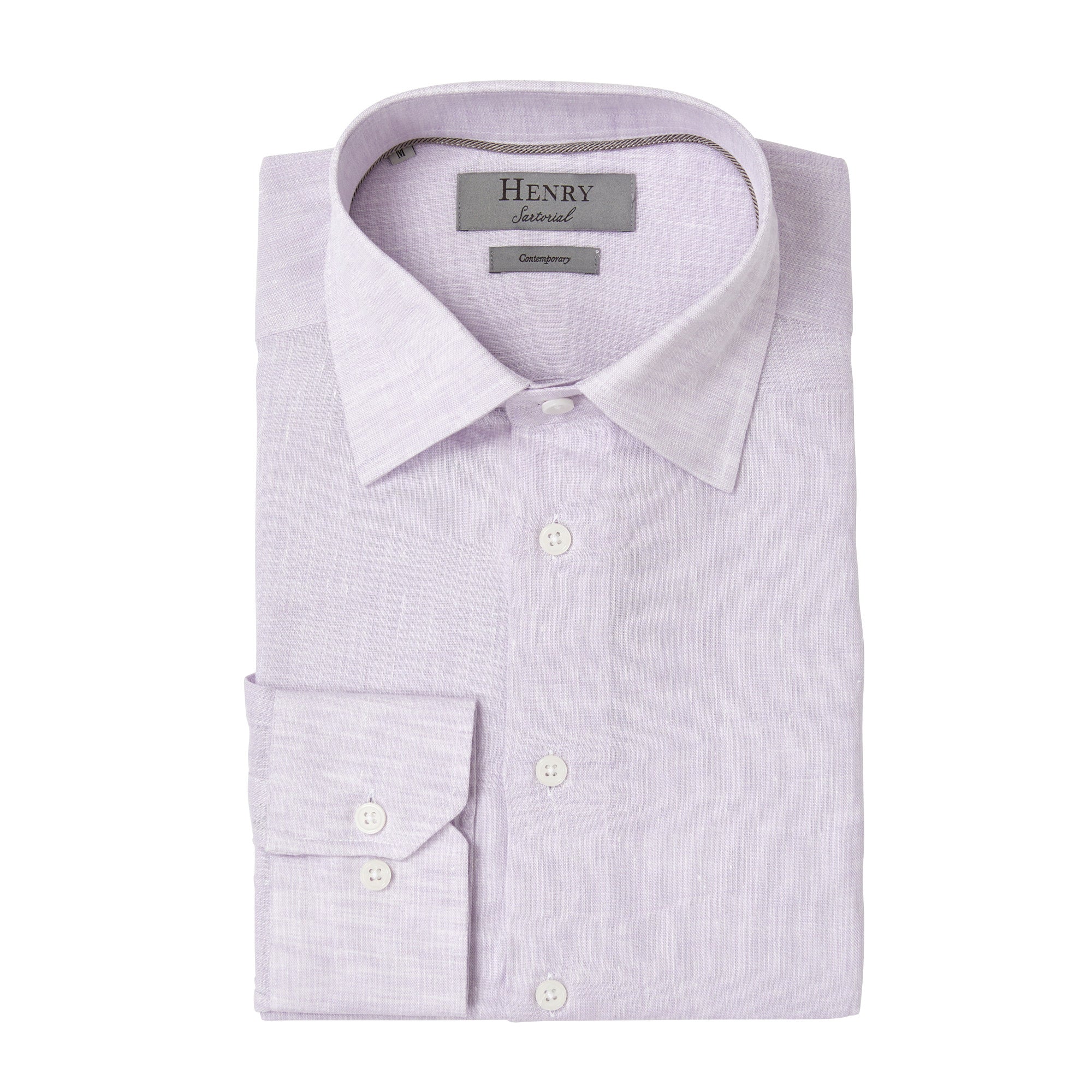 HENRY SARTORIAL Linen Shirt LAVENDER - Henry BucksShirts01AW220002 - LAVN - SC - 37