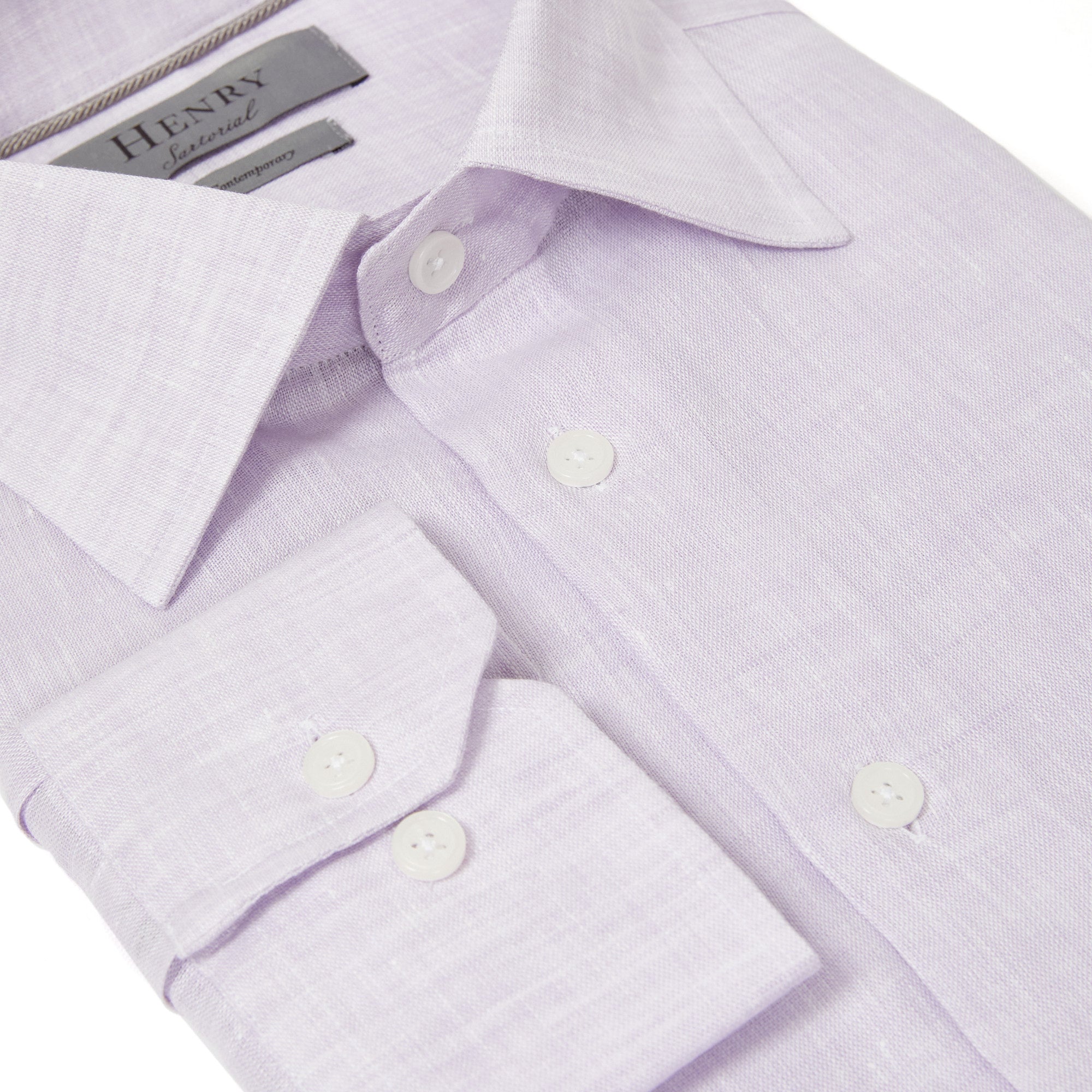 HENRY SARTORIAL Linen Shirt LAVENDER - Henry BucksShirts01AW220002 - LAVN - SC - 37