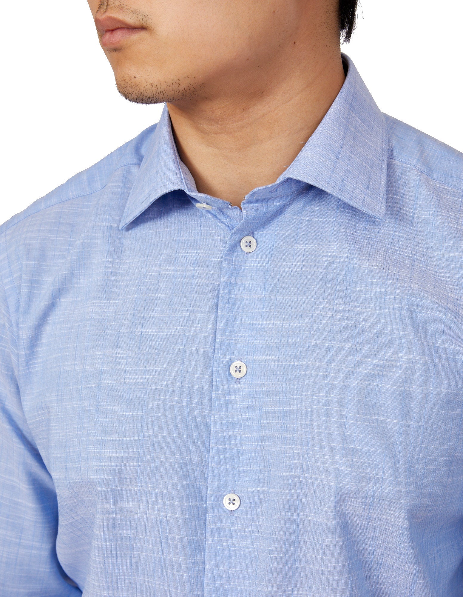 HENRY SARTORIAL Linen Textured Shirt Classic SKY - Henry BucksShirts01SS220041 - SKY - 43