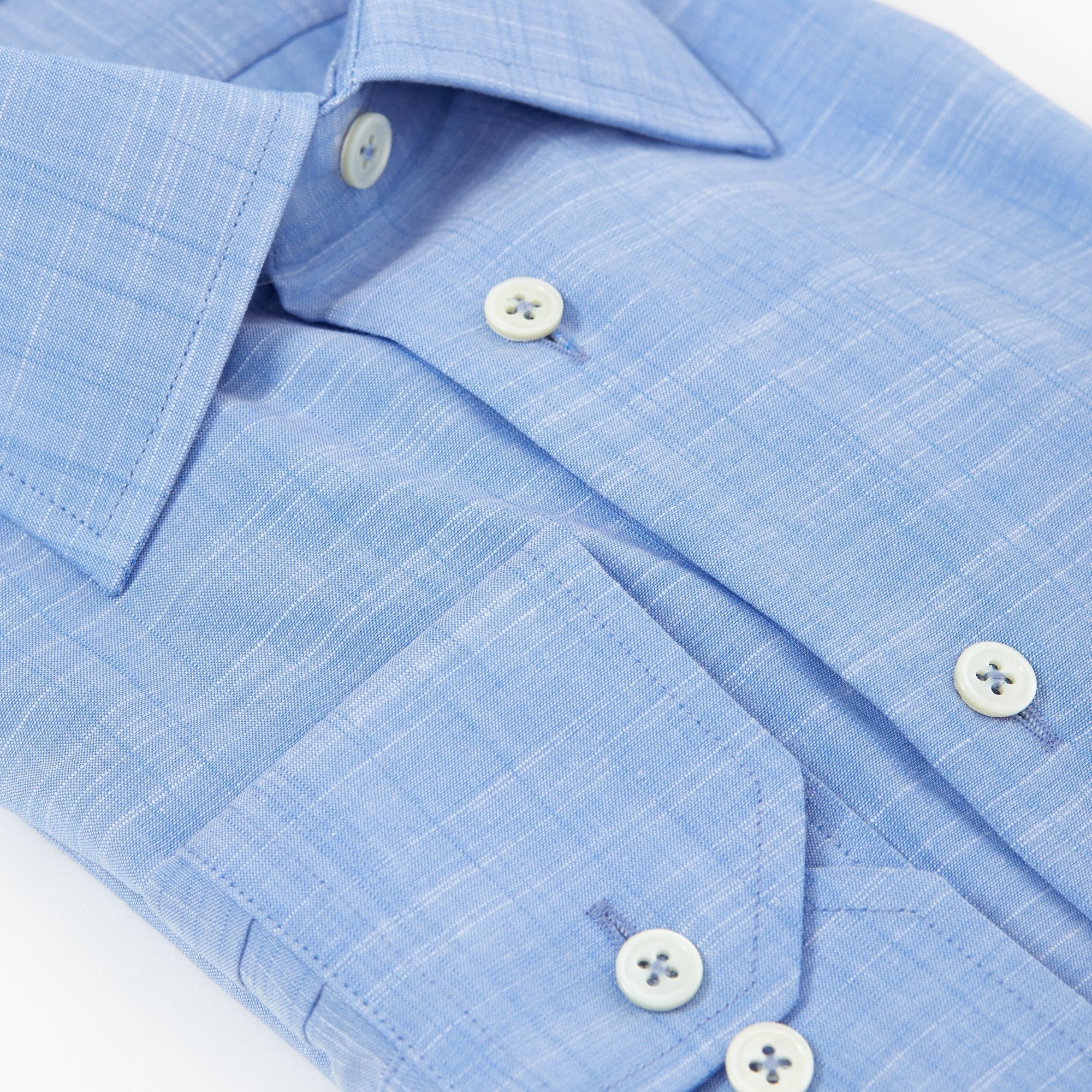 HENRY SARTORIAL Linen Textured Shirt Classic SKY - Henry BucksShirts01SS220041 - SKY - 43