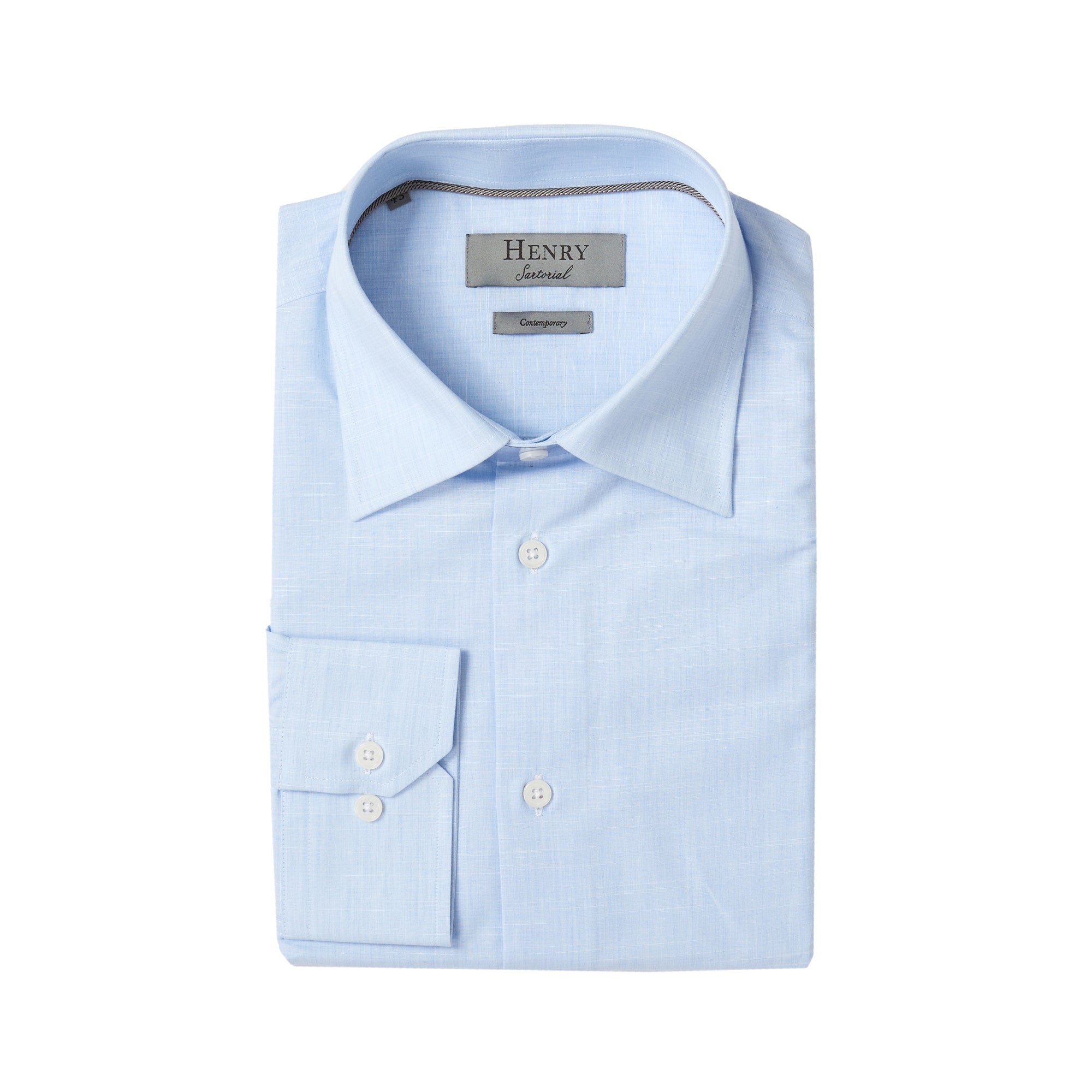 HENRY SARTORIAL Linen Textured Shirt SKY - Henry BucksShirts01AW220003 - SKY - SC - 37