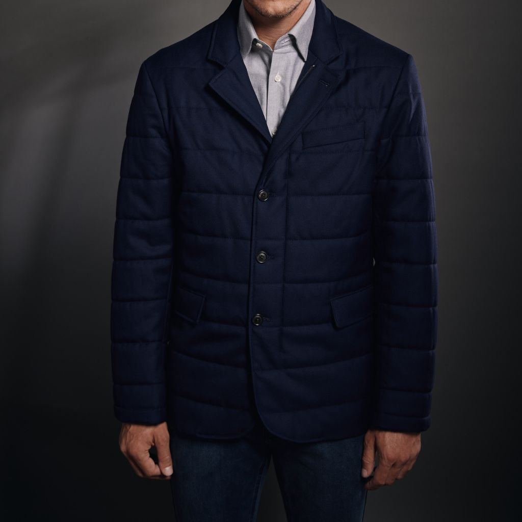 HENRY SARTORIAL Loro Piana Merino Puffer Jacket NAVY REG - Henry Bucks
