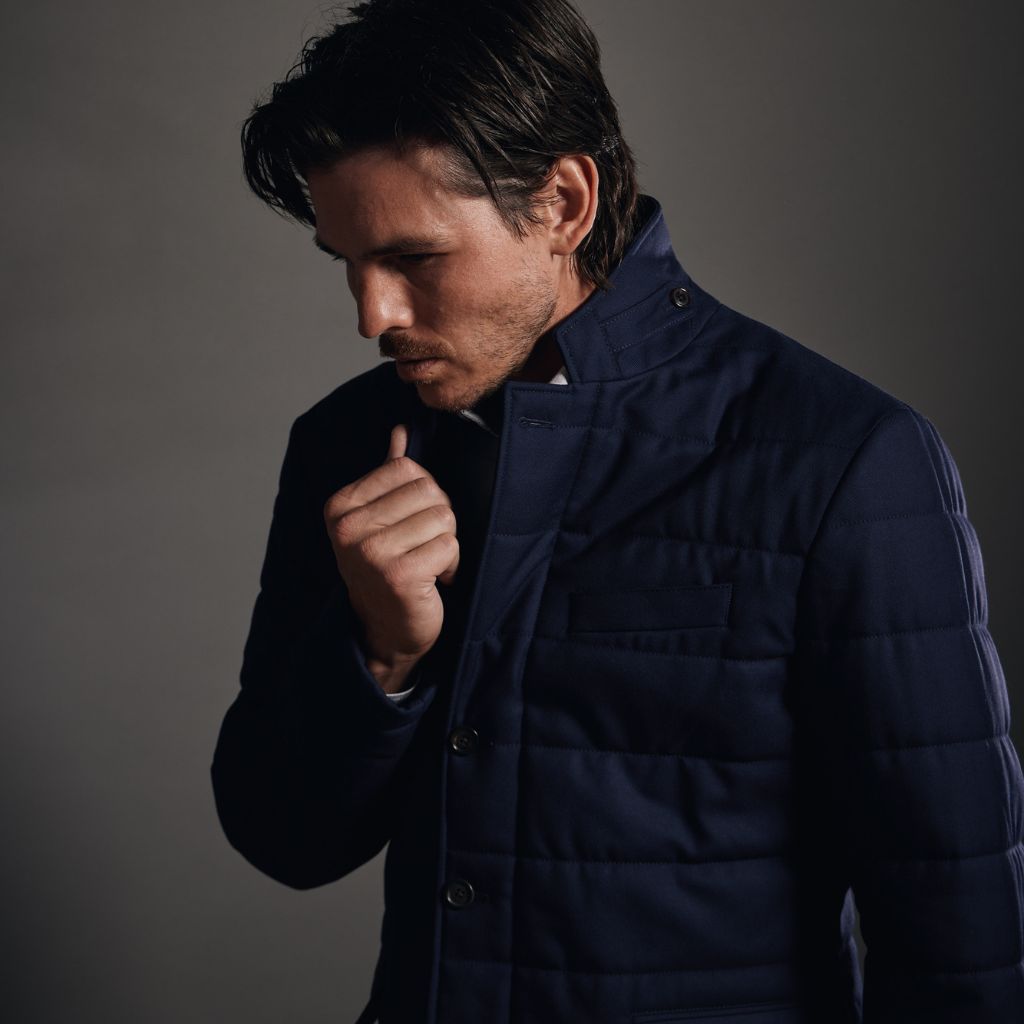 HENRY SARTORIAL Loro Piana Merino Puffer Jacket NAVY REG - Henry Bucks