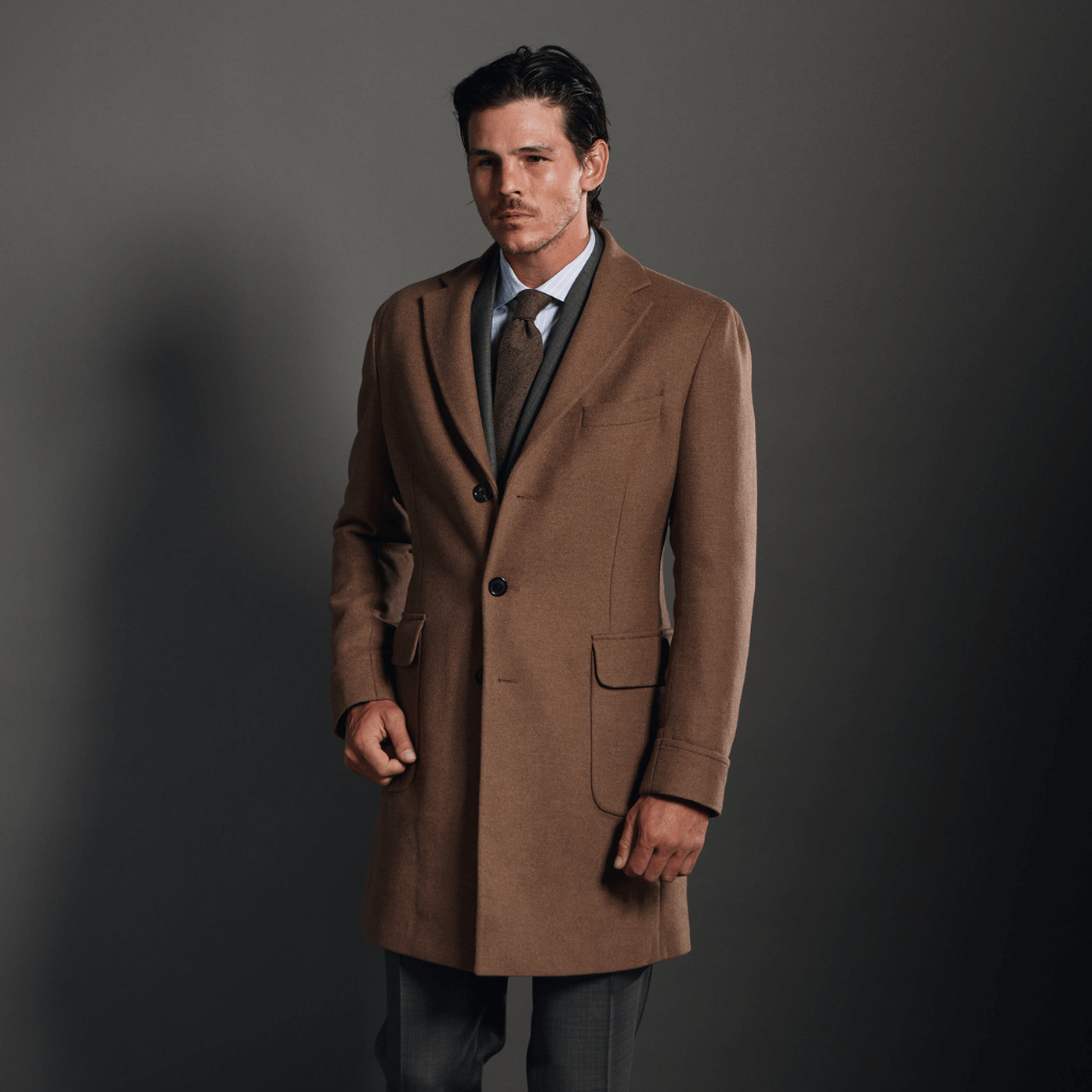 HENRY SARTORIAL Loro Piana Single Breasted Cashmere Overcoat CAMEL - Henry Bucks