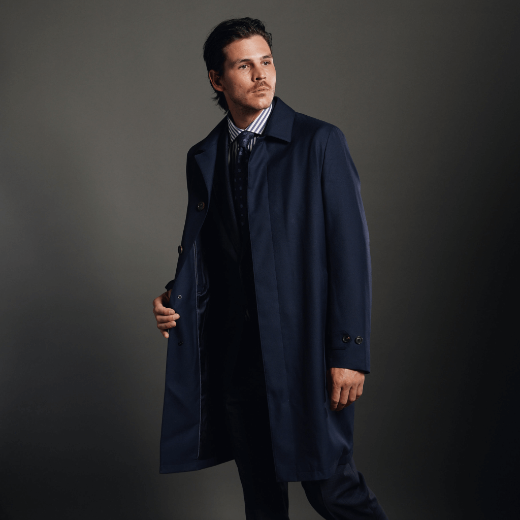 HENRY SARTORIAL Merino Classic Overcoat NAVY REG - Henry Bucks