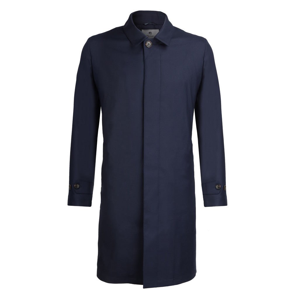 HENRY SARTORIAL Merino Classic Overcoat NAVY REG - Henry Bucks