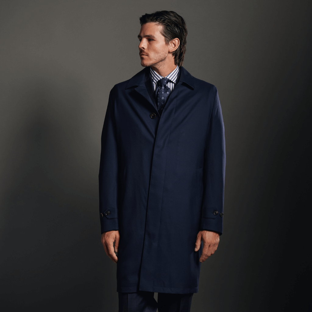 HENRY SARTORIAL Merino Classic Overcoat NAVY REG - Henry Bucks