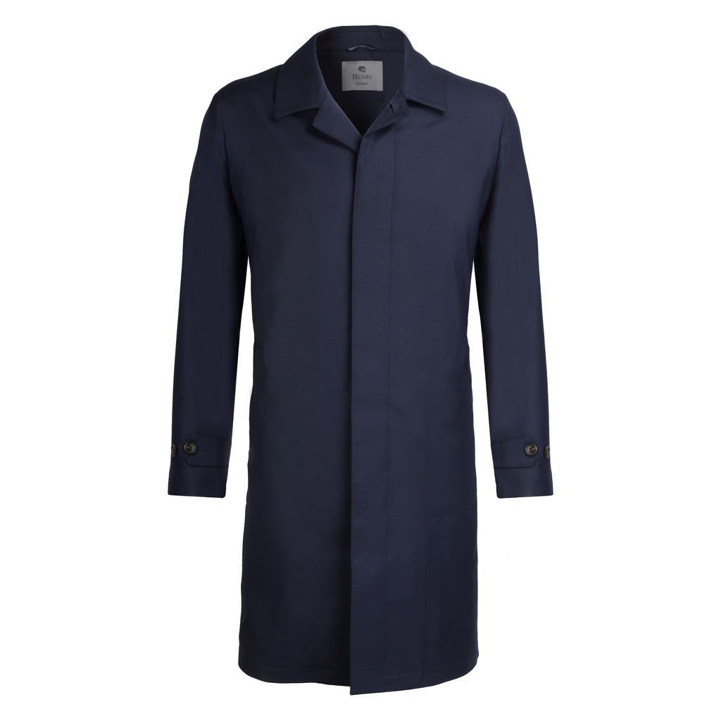 HENRY SARTORIAL Merino Classic Overcoat NAVY REG - Henry Bucks