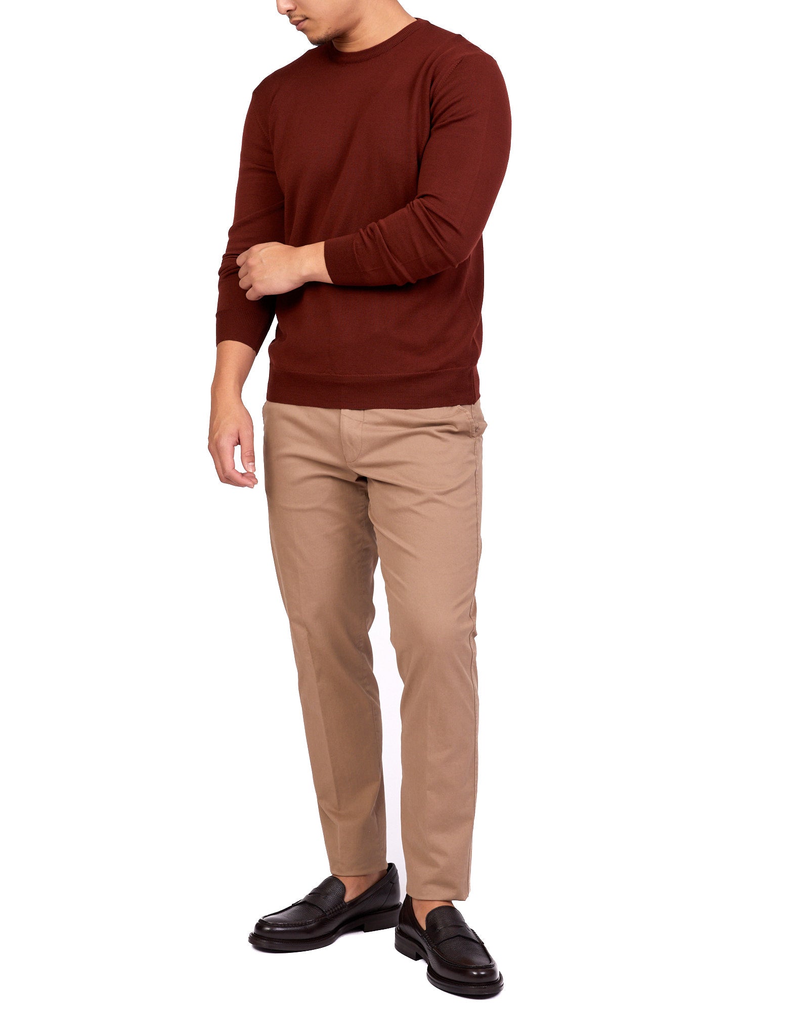 HENRY SARTORIAL Merino Crew Neck Knit MAROON - Henry BucksKnitwear46AW227004 - MARN - SM