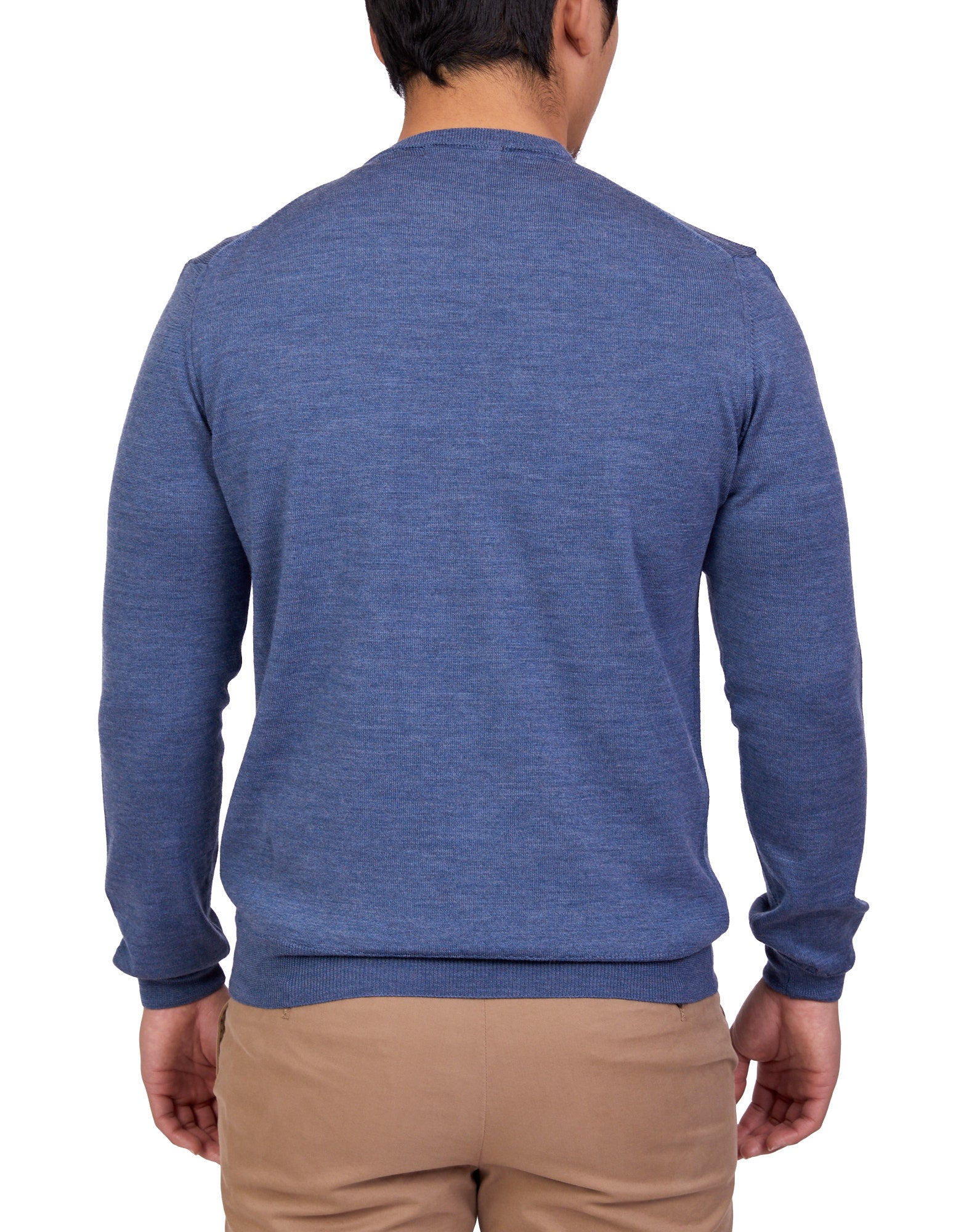 HENRY SARTORIAL Merino Crew Neck Knit MID BLUE - Henry BucksKnitwear46AW227004 - MBLU - SM