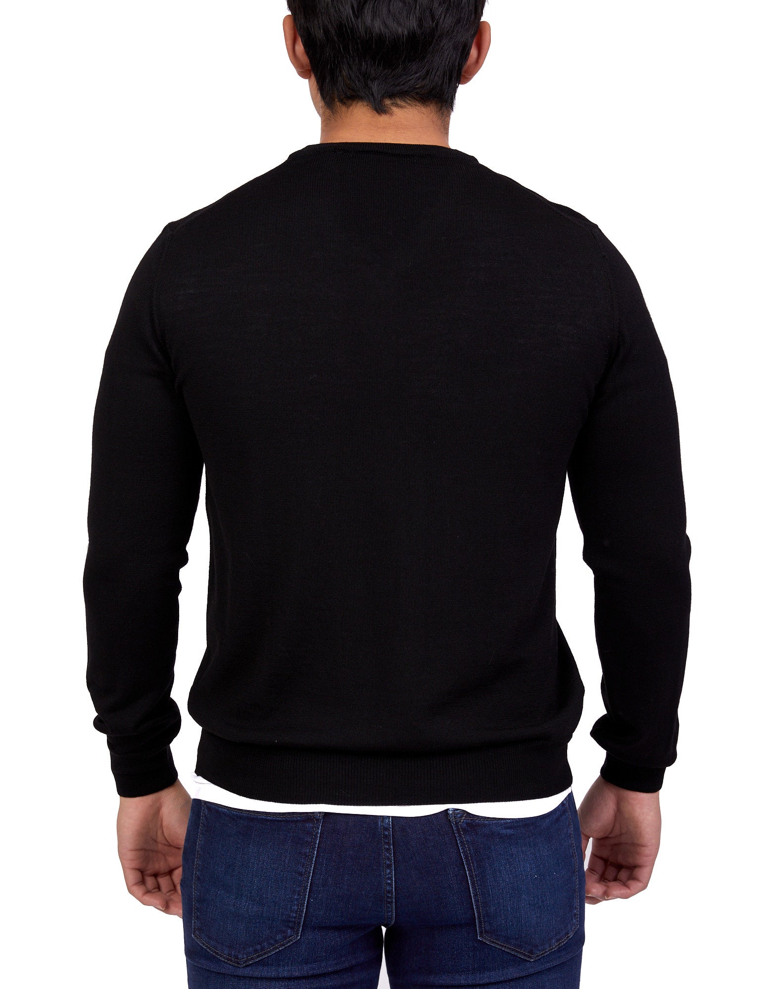 HENRY SARTORIAL Merino V - Neck Knit BLACK - Henry BucksKnitwear46AW227007 - BLCK - SM