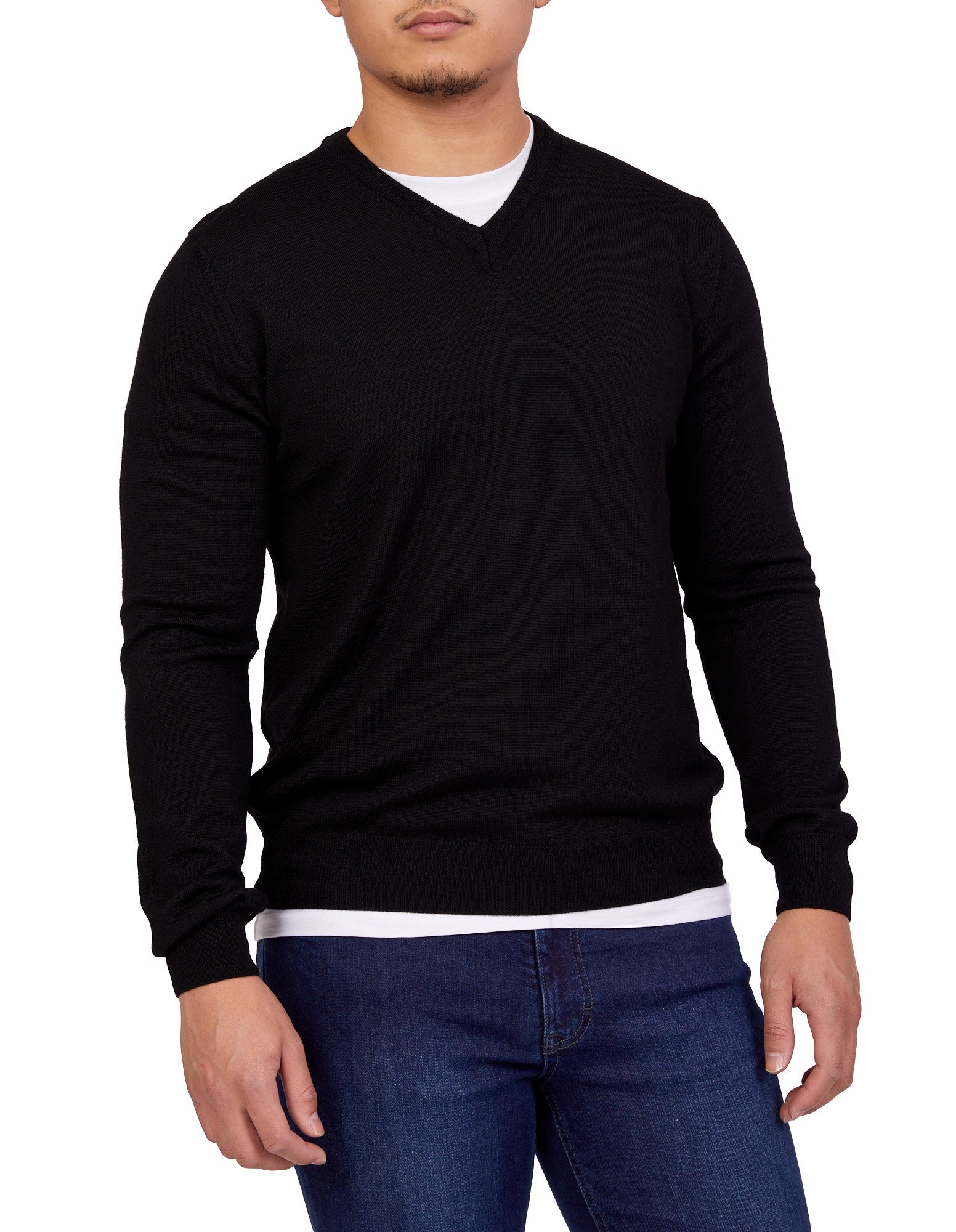 HENRY SARTORIAL Merino V - Neck Knit BLACK - Henry BucksKnitwear46AW227007 - BLCK - SM