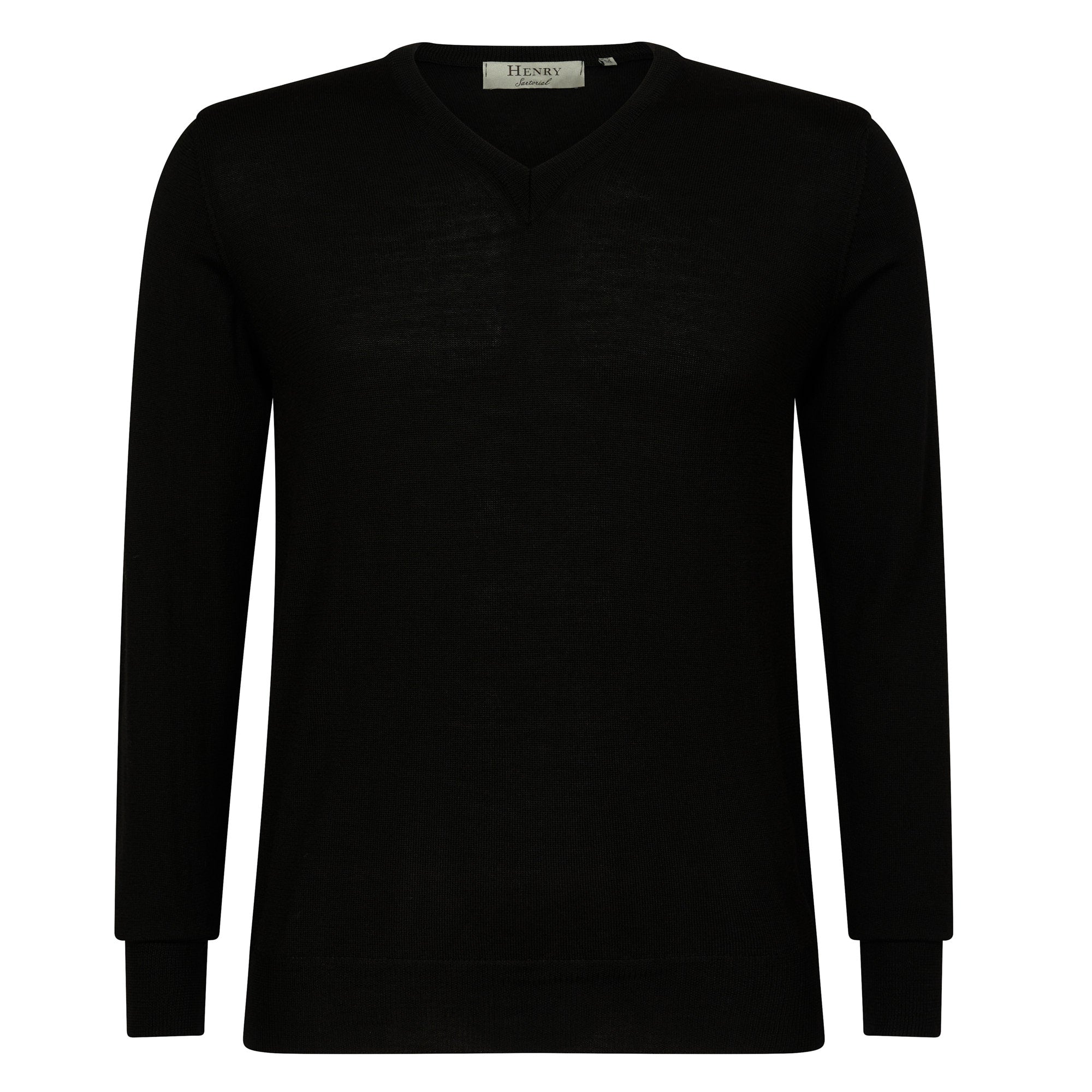 HENRY SARTORIAL Merino V - Neck Knit BLACK - Henry BucksKnitwear46AW227007 - BLCK - SM