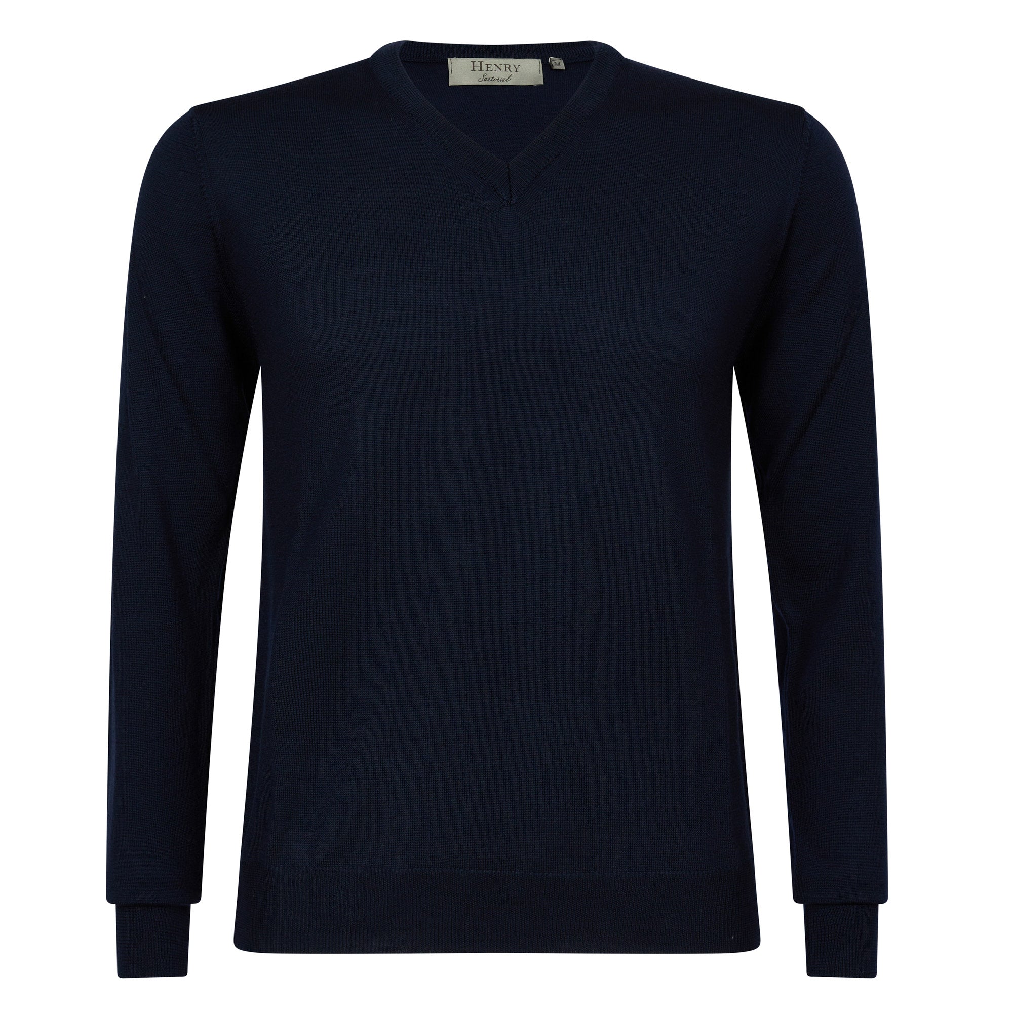 HENRY SARTORIAL Merino V - Neck Knit NAVY - Henry BucksKnitwear46AW227007 - NAVY - SM