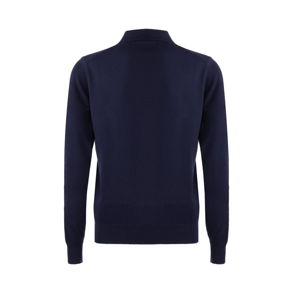 Henry Sartorial Merino Wool Button Front Knit Navy - Henry Bucks