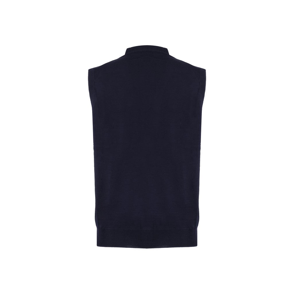 Henry Sartorial Merino Wool Button Vest Knit NAVY - Henry Bucks