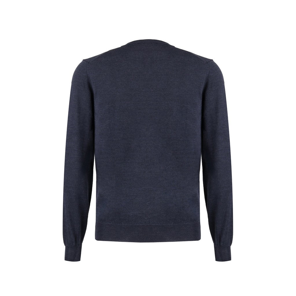 Henry Sartorial Merino Wool Crew Neck Knit CHARCOAL BLUE - Henry Bucks