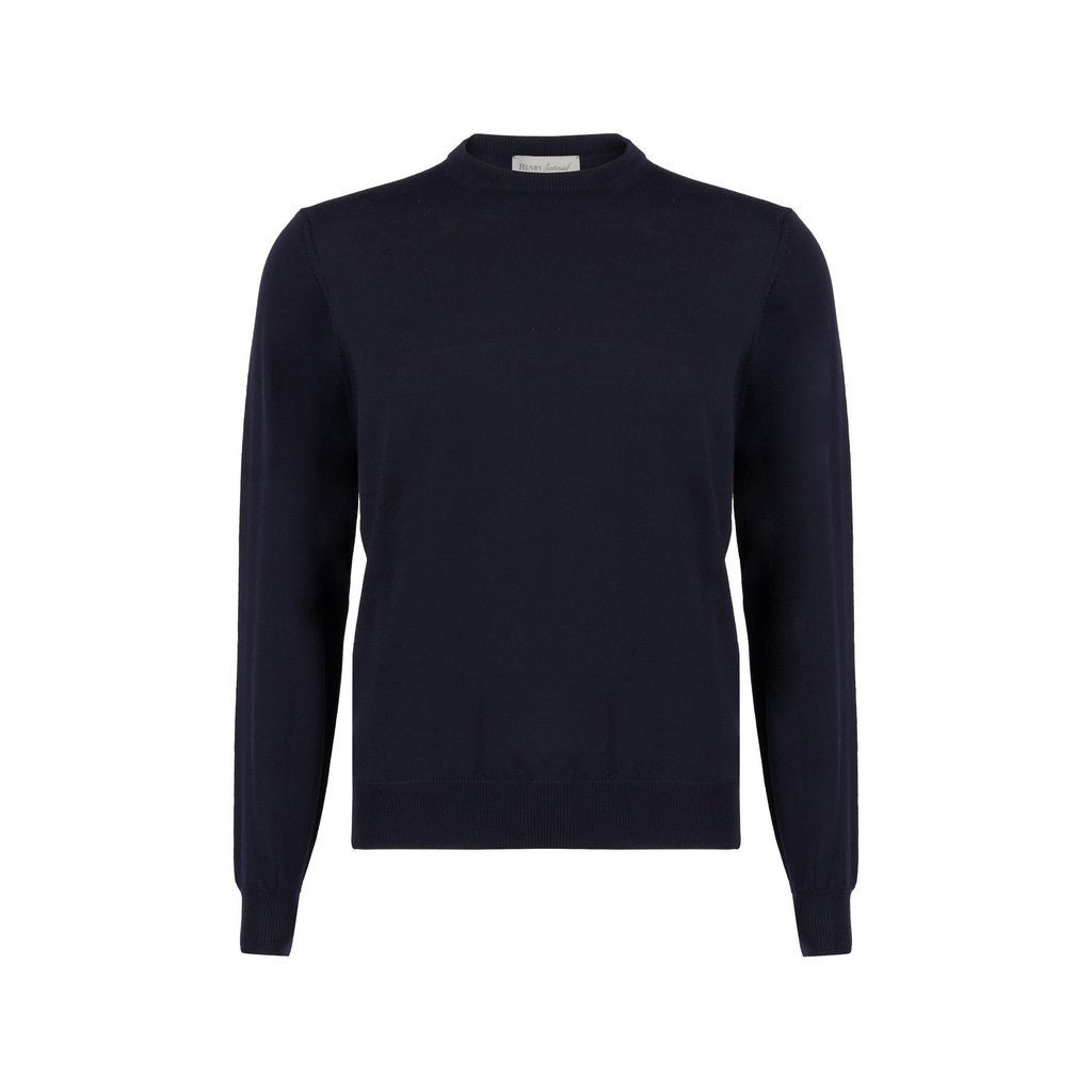 Henry Sartorial Merino Wool Crew Neck Knit NAVY - Henry Bucks