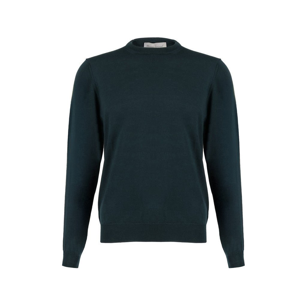 Henry Sartorial Merino Wool Crew Neck Knit OLIVE - Henry Bucks