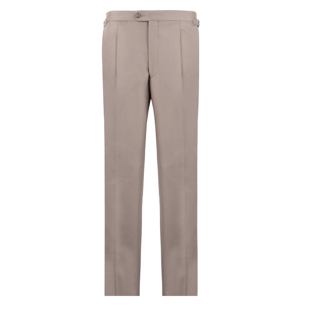 HENRY SARTORIAL Merino Wool Flat Front Trouser TAN - Henry Bucks