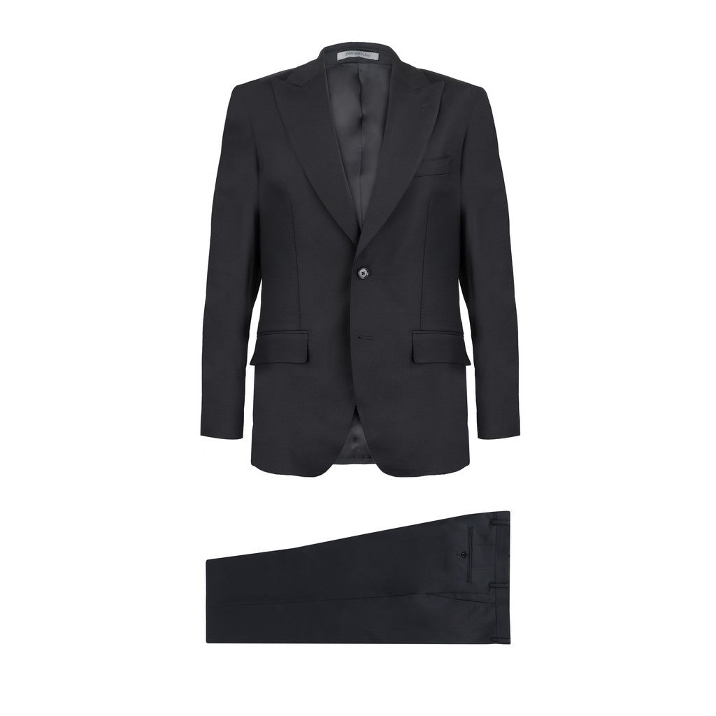 HENRY SARTORIAL Merino Wool Peak Lapel Suit BLACK - Henry Bucks
