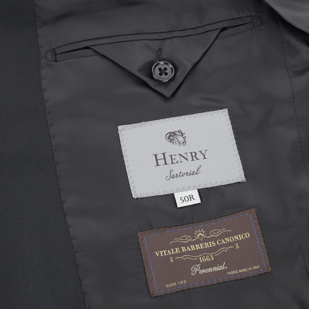 HENRY SARTORIAL Merino Wool Peak Lapel Suit BLACK - Henry Bucks