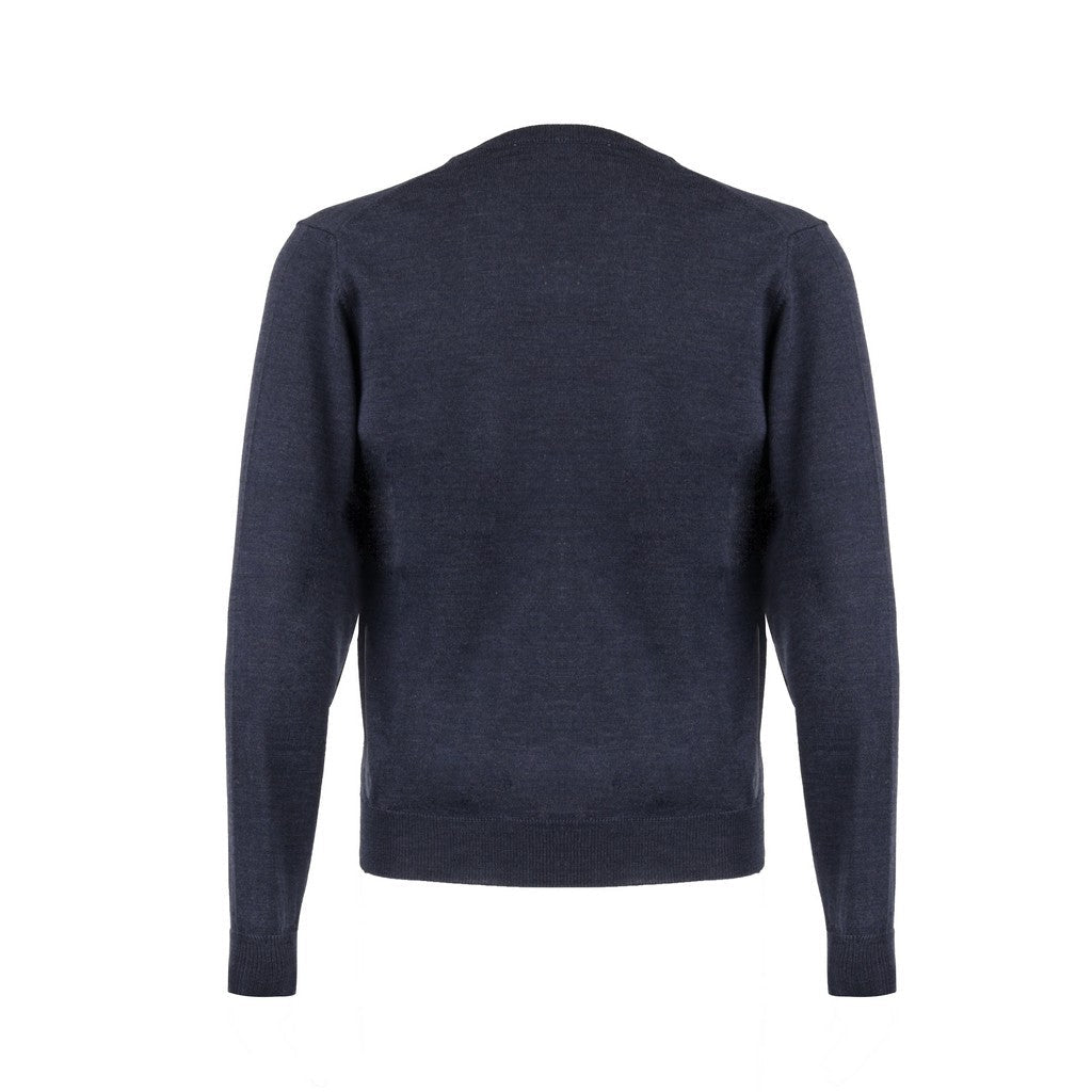 Henry Sartorial Merino Wool V Neck Knit CHARCOAL BLUE - Henry Bucks