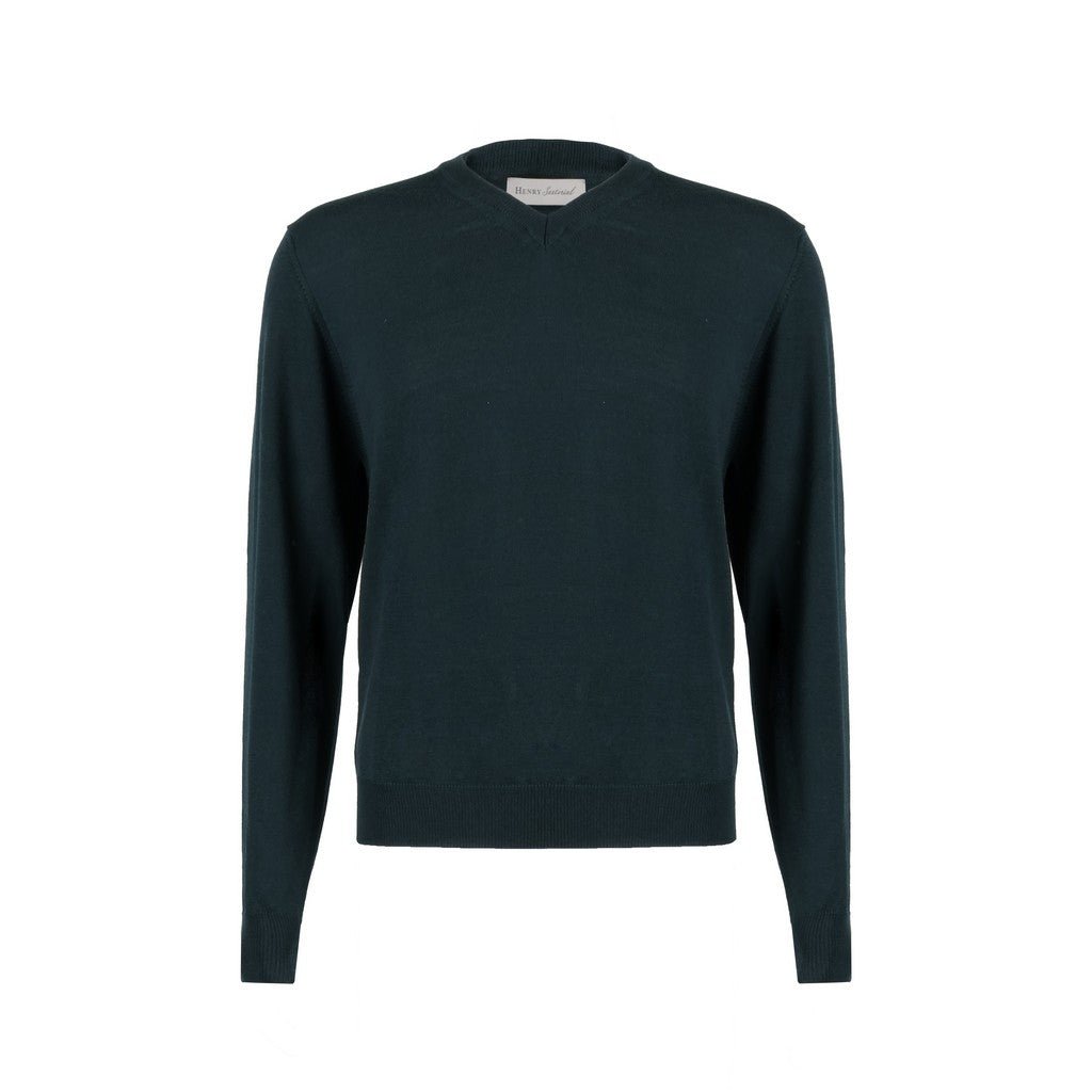 Henry Sartorial Merino Wool V Neck Knit OLIVE - Henry Bucks