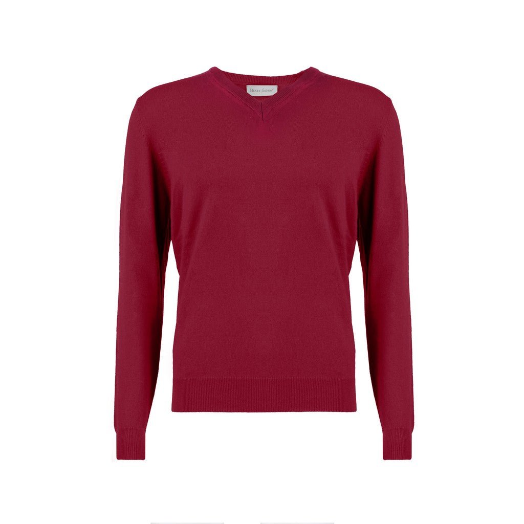 Henry Sartorial Merino Wool V Neck Knit RED - Henry Bucks