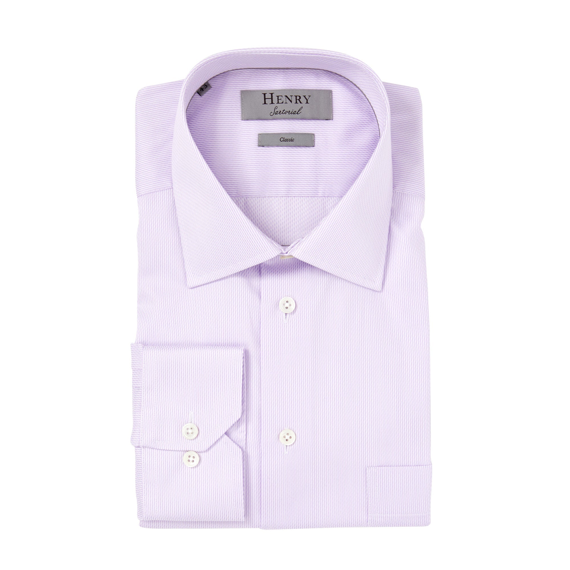 HENRY SARTORIAL Micro Stripe Shirt Classic LILAC - Henry BucksShirts01SS220025 - LILAC - 43