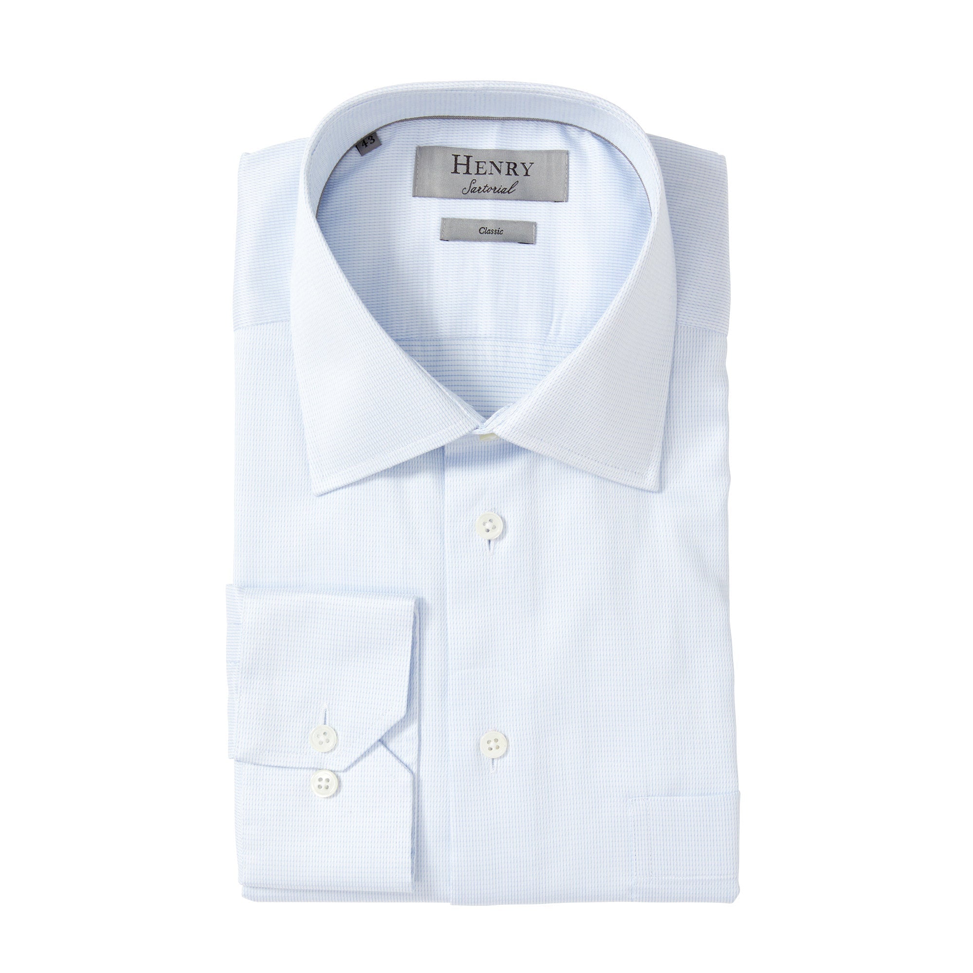 HENRY SARTORIAL Micro Stripe Shirt Classic SKY - Henry BucksShirts01SS220023 - SKY - 43