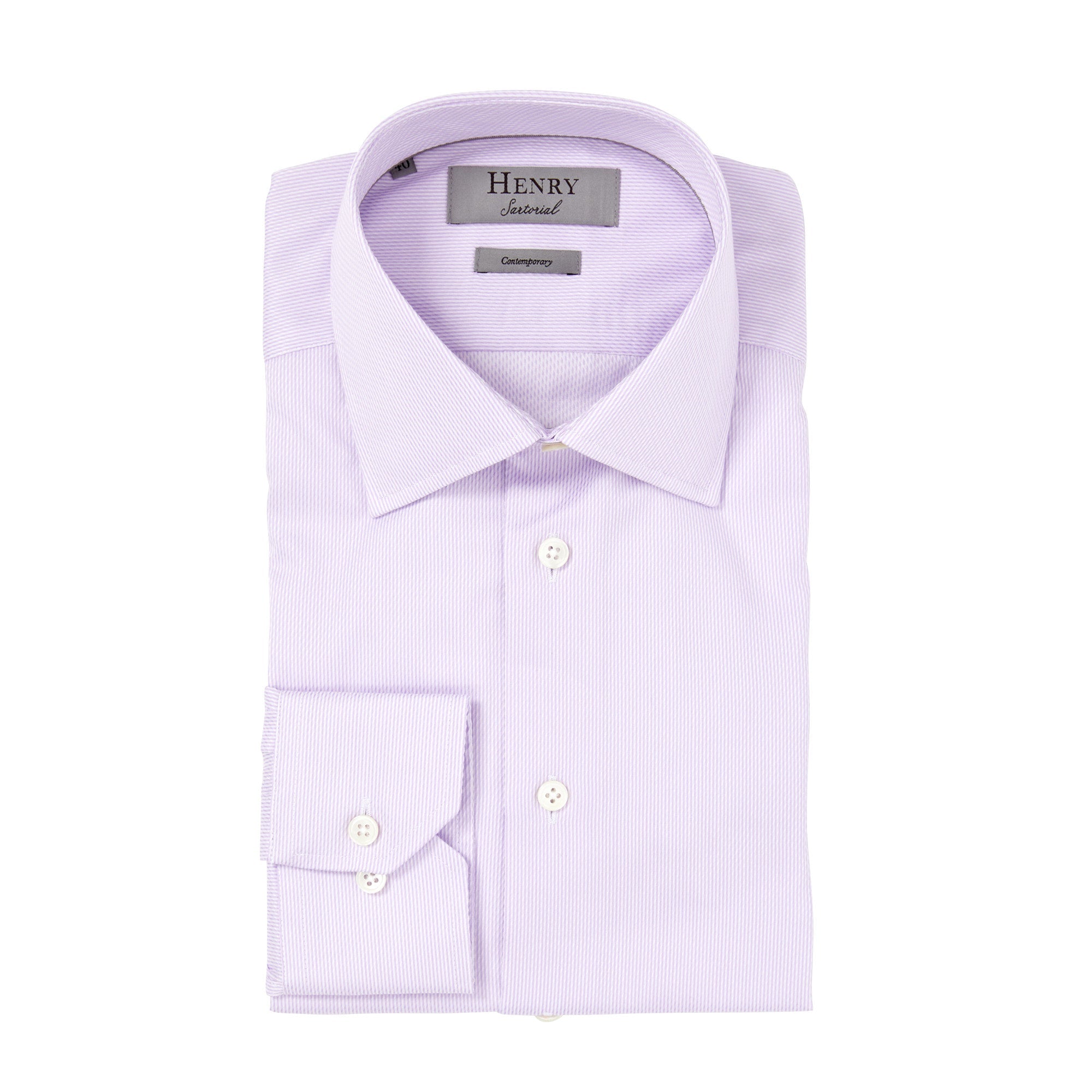 HENRY SARTORIAL Micro Stripe Shirt Contemporary LILAC - Henry BucksShirts01SS220024 - LILAC - 37