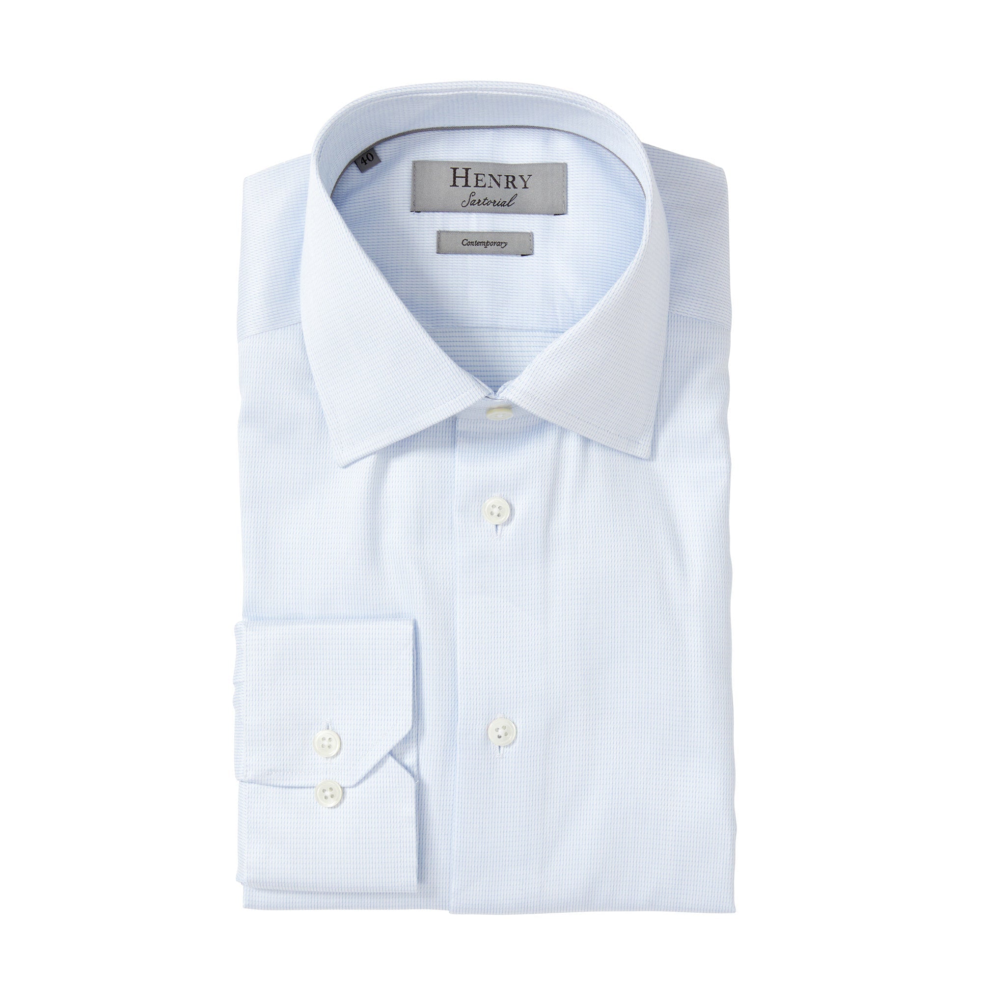 HENRY SARTORIAL Micro Stripe Shirt Contemporary SKY - Henry BucksShirts01SS220022 - SKY - 37