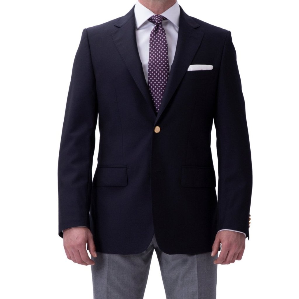 HENRY SARTORIAL Milan Notch Lapel Zegna Fabric Travel Plain Twill Blazer NAVY LG - Henry BucksSuits33SS1829 - NAVY - L - 48