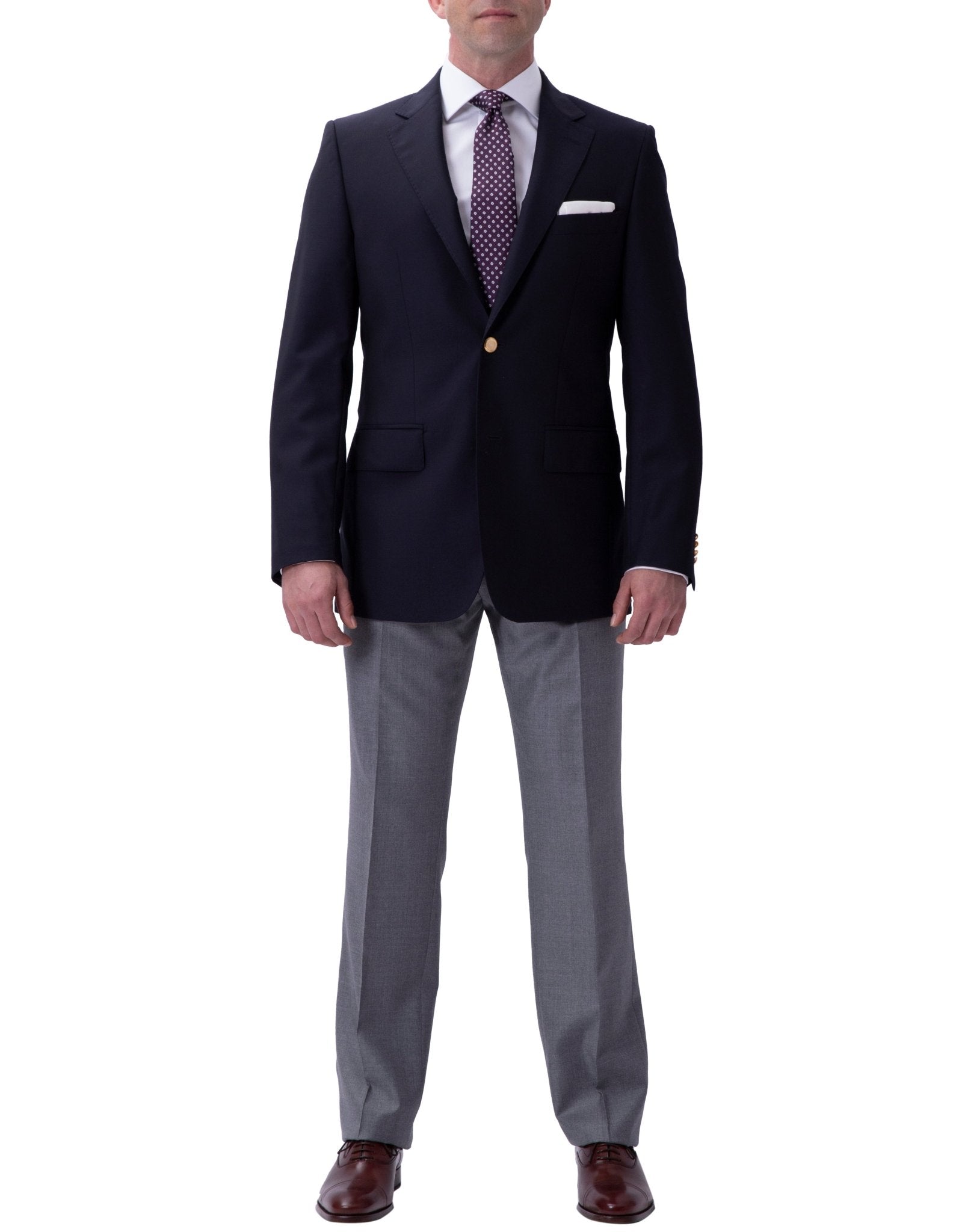 HENRY SARTORIAL Milan Notch Lapel Zegna Fabric Travel Plain Twill Blazer NAVY REG - Henry BucksBlazers33SS1829 - NAVY - R - 46